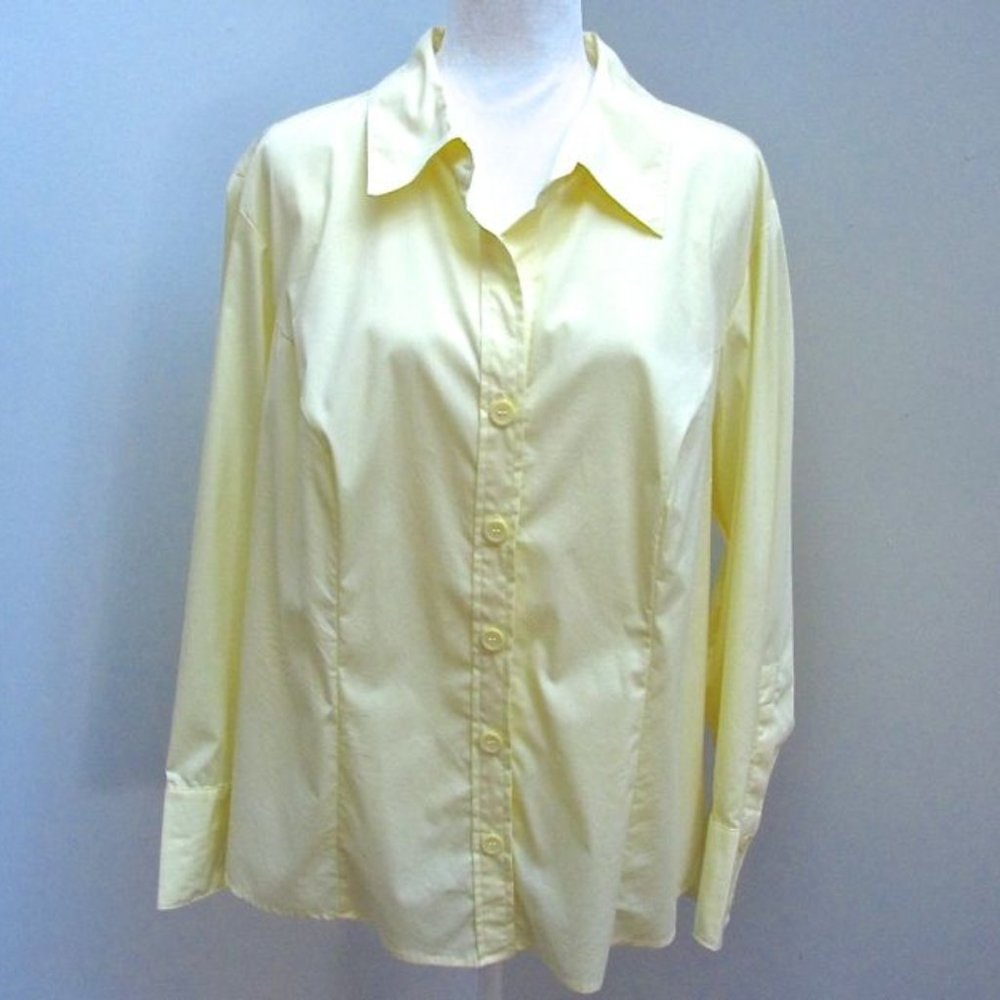George Woman Yellow Stretch Cotton/Spandex Blouse Plus Size 18W/20W